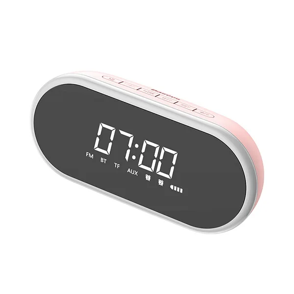 Розовый Xiaomi Youpin BASEUS беспроводной Bluetooth динамик бытовой сабвуфер мини звук Будильник зеркало портативное радио 3-D объемное - Цвет: Розовый
