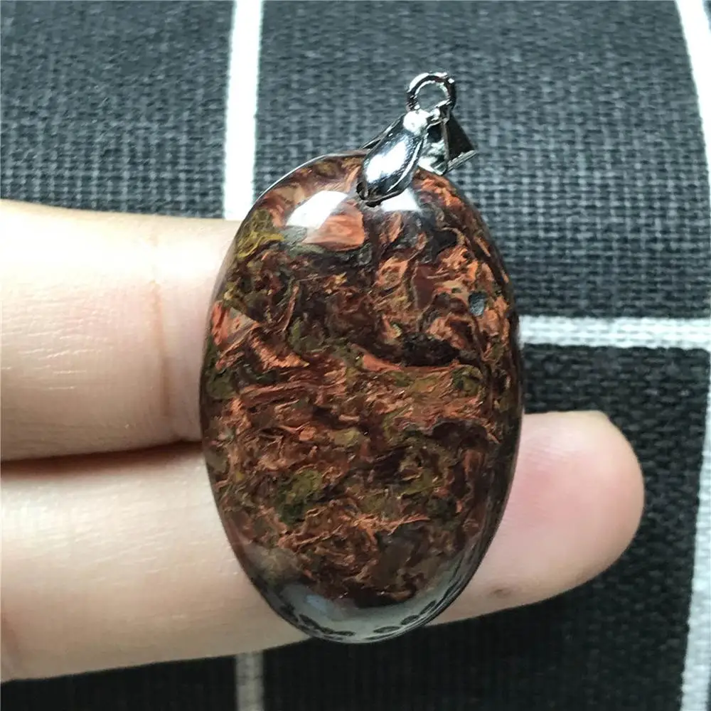 

Top Natural Red Pietersite Pendant For Woman Lady Man Namibia Crystal 33x21x8mm Oval Beads Firework Effect Stone Jewelry AAAAA