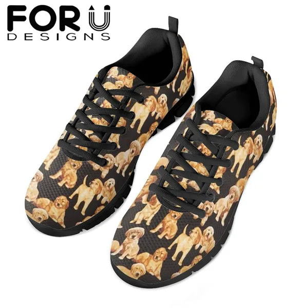 CDYXX0106BAQ FORUDESIGNS/женские кроссовки на платформе; прогулочная обувь из сетчатого материала на шнуровке; обувь на плоской подошве для девочек; женская обувь с милым рисунком собаки, кота; обувь для бега из Вулканизированной Ткани - Цвет: CDYXX0106BAQ