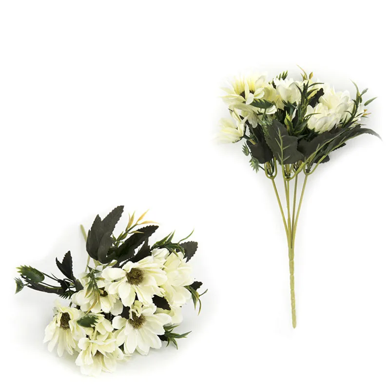 

1 Bouquet Artificial Bunch Cloth Plastic Daisy Flowers Hydrangea Wedding 28cm