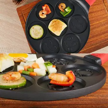 

Omelette Pan Animal Smiley Pattern Efficient Non-stick Frying Pan Reliable Seven-hole Breakfast Pot Variety Aluminum Alloy Pot