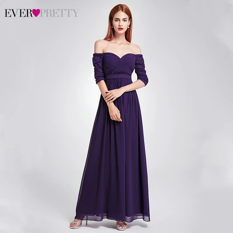 

Ever Pretty Elegant Prom Dresses A-Line Sweetheart Short Sleeve Ruched Simple Chiffon Formal Party Gowns Vestido De Festa Longo