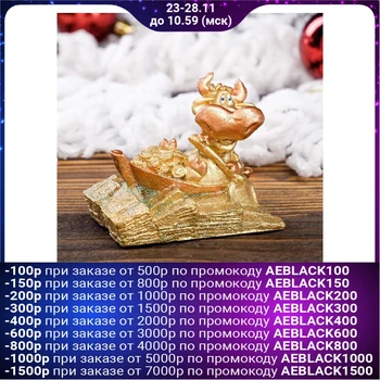 

Figurine "Bull on the wave of luck", golden, 4 cm