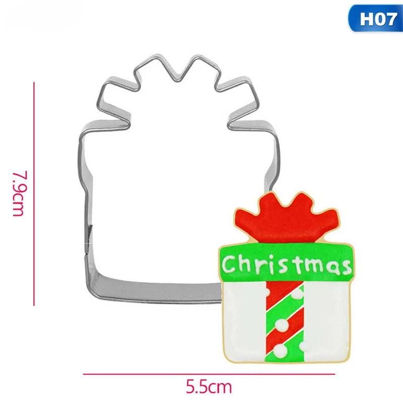07 Stainless Steel Biscuit Mould Santa Claus Shape Fondant Cake Mold DIY Sugar Craft Xmas 3D Pastry Cookie Cutters Cake Tools - Color: 07