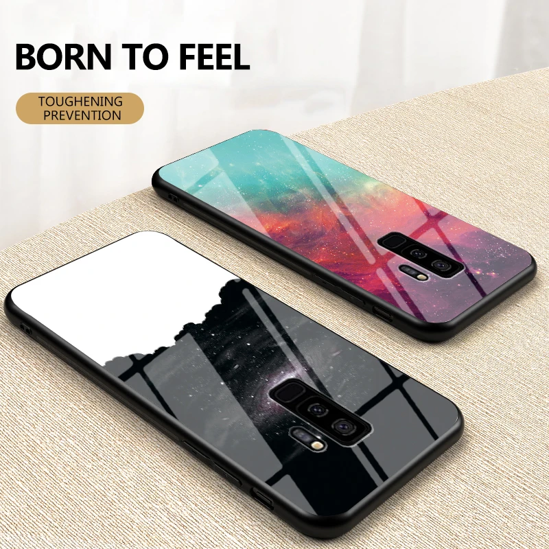 Luxury Starry Sky Glass Phone Cases for Samsung S9 S9Plus Hard Cover S8 S8Plus S7 S7Edge Anti-fall Protection Case | Мобильные
