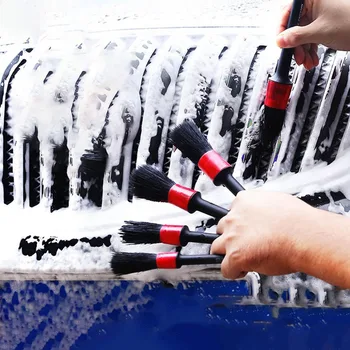 

Car Cleaning Tool 5pcs Natural Boar Hair Car Detailing Brushes Set For Car Interior Gap Rims Dashboard Wheel Air Vent Trim