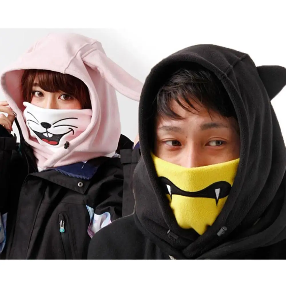 Adorable Skiing Headgear Cartoon Animal Pattern Full Face Thermal Outdoor Protective Balaclava Hood Ski Cycling Mask Helmet