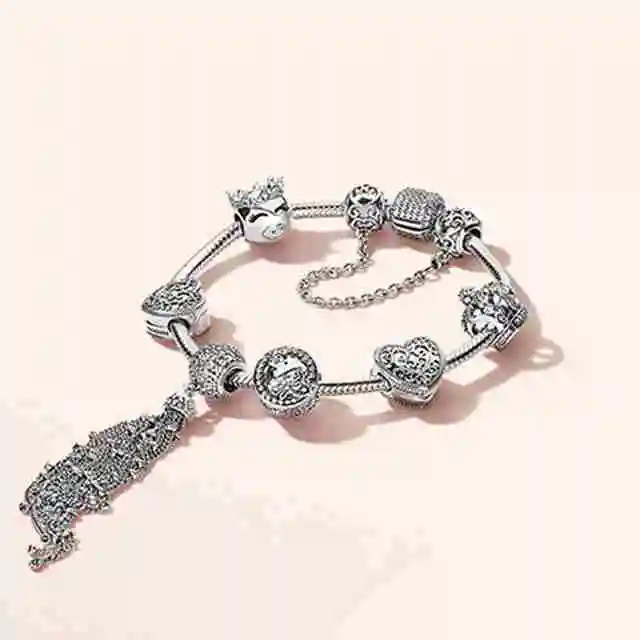 

SIENTO 100% 925 Sterling Silver New 1:1 Genuine Princess Natural Magic Bracelet Set Elegant Charm Lovers Jewelry