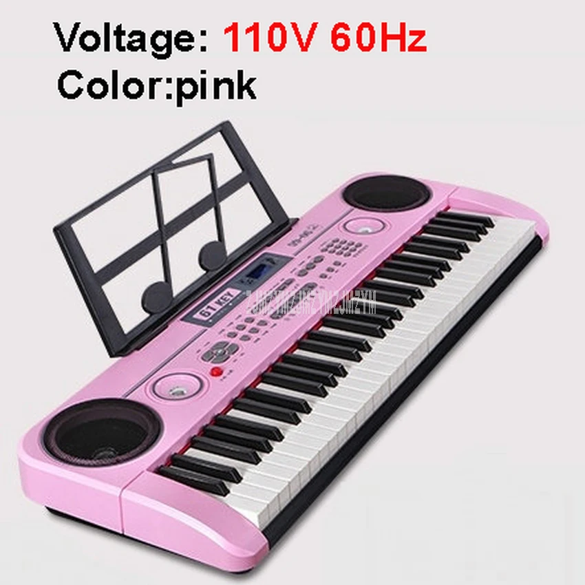 pink 110V Дети 61 Ключ многофункциональная электрическая клавиатура пианино игрушка с микрофоном музыкальный инструмент развивающий, образовательный игрушка - Цвет: pink 110V