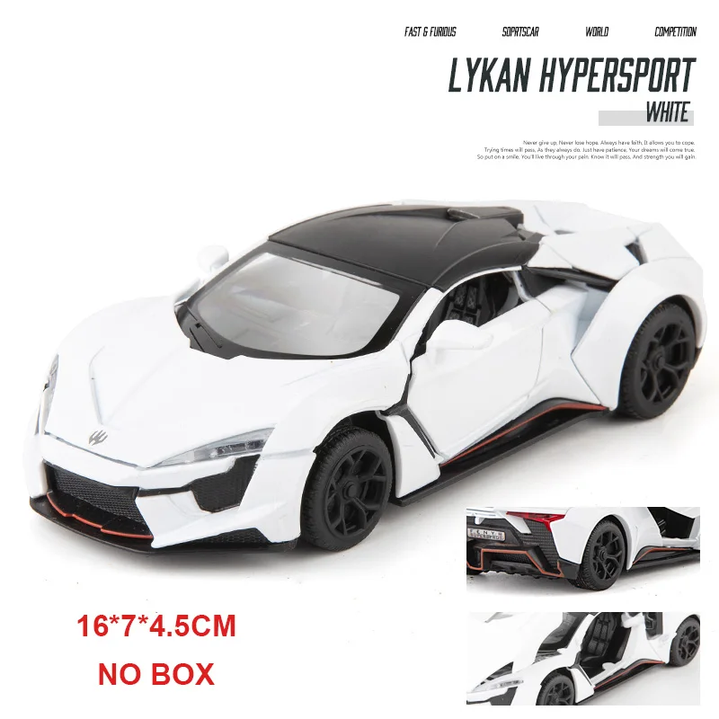 Литой 1:32 Lykan Hypersport Игрушечная модель автомобиля из сплава, игрушечный звуковой светильник, оттягивающая назад Игрушечная модель 6 дверей, могут открываться игрушки для детей - Цвет: White no box