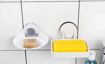 

household soap holder powerful suction cup wall-mounted soap box dishes for kitchen bathroom soap rack without perforating LF299