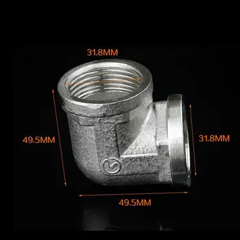 

L Type 201 Stainless Steel Pipe Fitting Elbow Connector 1" to 1" Female BSP Thread for Water Fuel Gas Tube