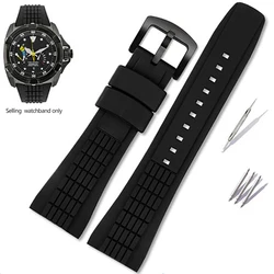 Enhanced Black Silicone Waterproof Sports Watch Band with Stainless Steel Buckle - 26mm Width - 26mm (108 Black - black)