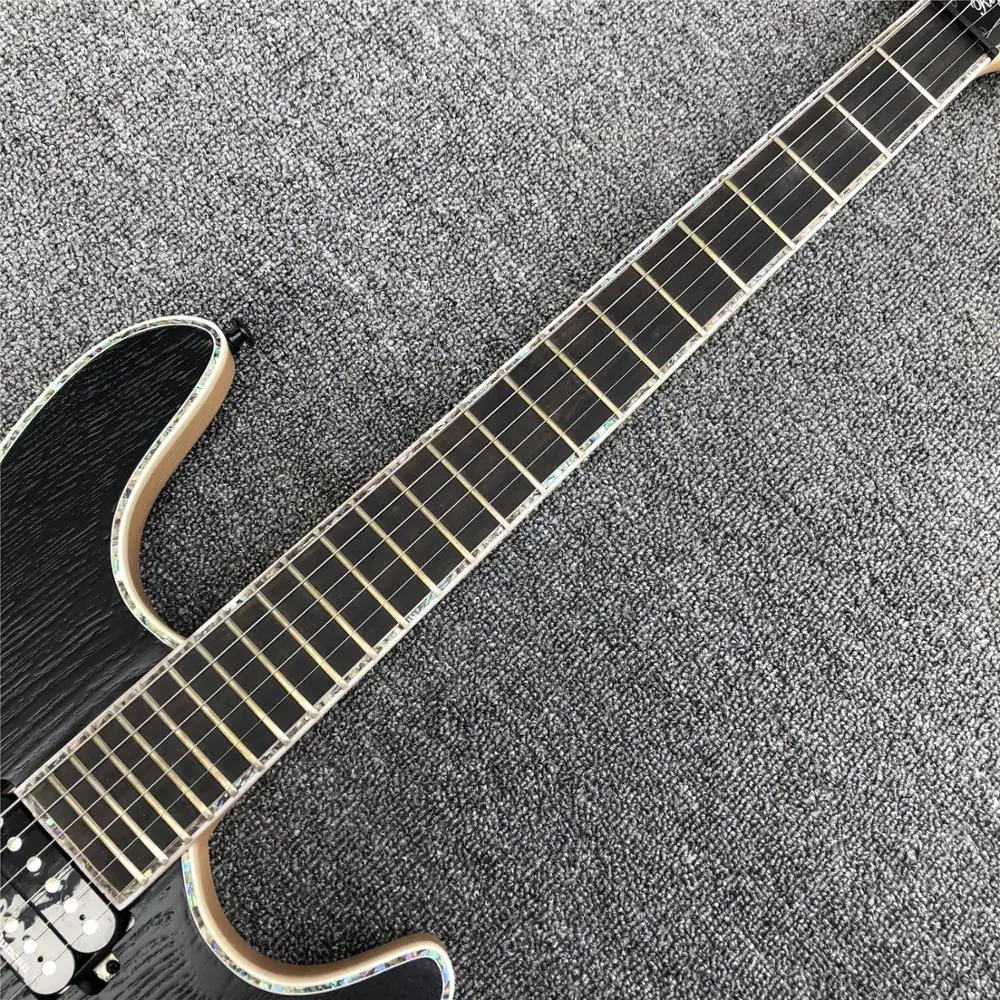 Черный Mayones 6 струн электрогитара, шея через тело, черное дерево гриф черное оборудование Mayones гитара, abalone связывание