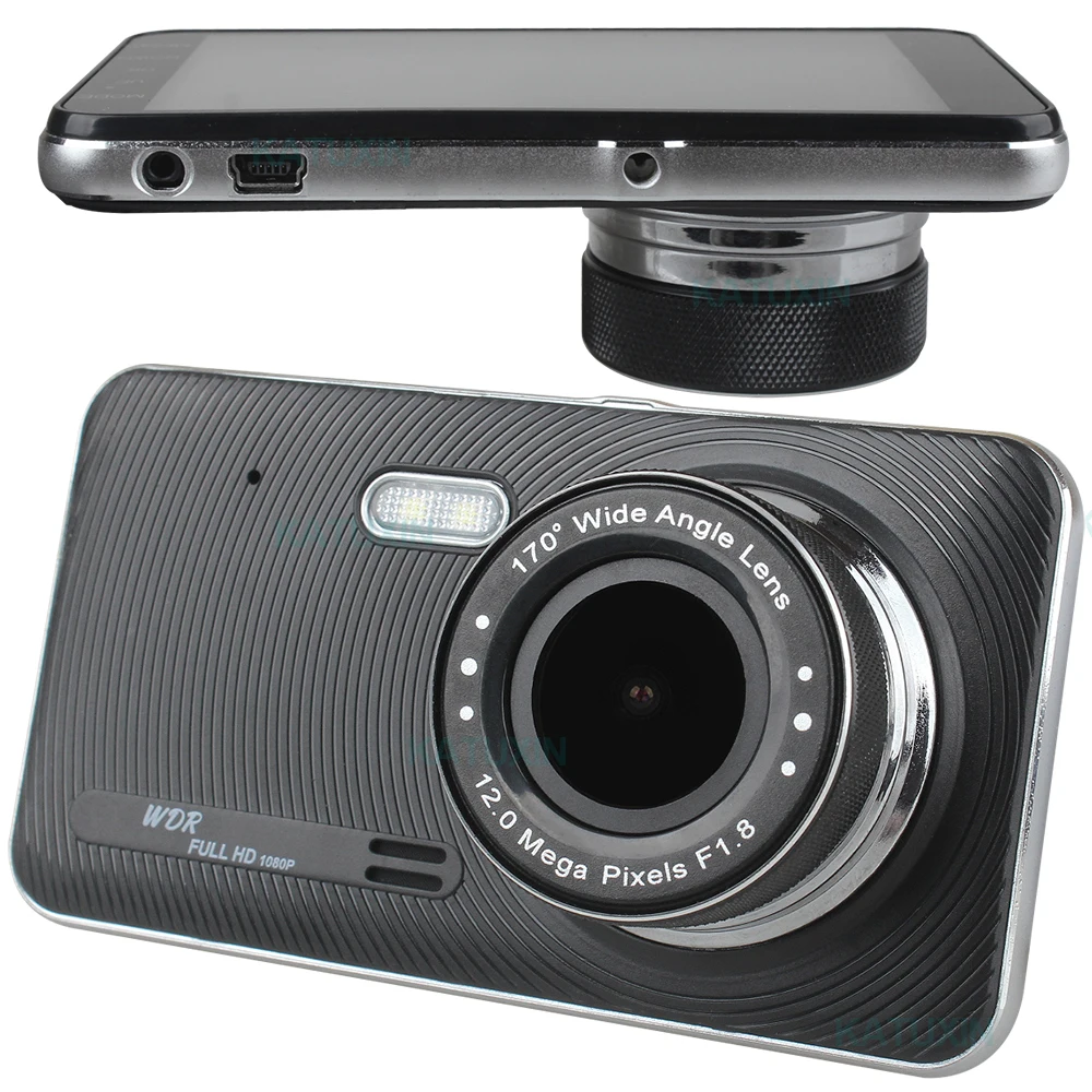 4 дюйма 1080P Скрытая Dash Cam Регистраторы Двойной объектив Видеорегистраторы для автомобилей Камера для парковочной системы KATUXIN AT908