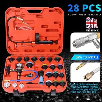 

28pcs Universal Automotive Radiator Pressure Tester Kit Car Water Tank Leak Detector Cooling System Tester Kit