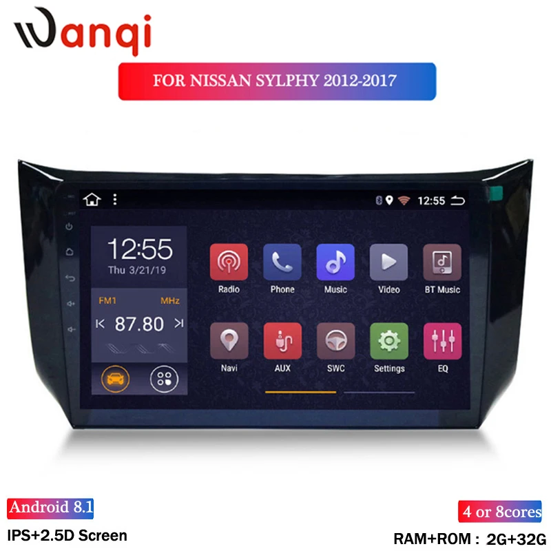 Wan qi 2G ram 32G rom 10,1 дюймов Android 8,1 автомобильный dvd gps навигатор для NISSAN Sylphy 2012-2017мультимедийная радиосистема