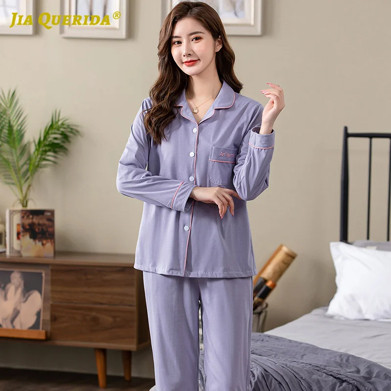 

Solid New Soft Long Sleeve Long Pants Sleepwear Fashion Style Casual Style Turn Down Collar Homesuit Homeclothes Front Pocket