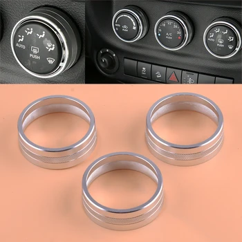 

3Pcs Interior Moulding Air Condition Button Switch Cover Decor Trim Ring Metal Silver Fit For Jeep Wrangler JK Compass Patriot