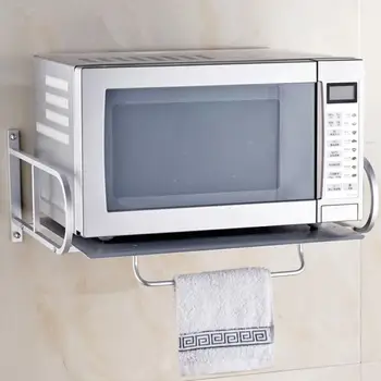 

1pcs Alumimum Adjustable Multifunctional Microwave Oven Shelf Rack Wall Mount Standing Type Single Kitchen Storage Holders