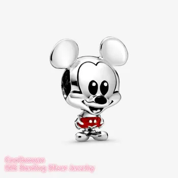 

2020 Spring 100% 925 Sterling Silver Mickey Mouse Red Trousers Charm beads Fits Original Pandora bracelets Jewelry Making
