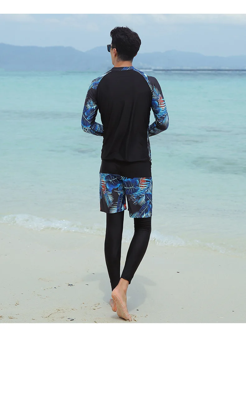 

New Style Couples Five-Piece Men's Three-piece Set Long Legs Long Sleeve Zipper Bathing Suit