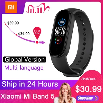 

Xiaomi Mi Band 5 Global Version Smart watch 4 Color 1.1" AMOLED Screen Heart Rate Fitness Tracker Health Monitoring Bracelet