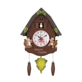 

Wall Clock Telling Time Quartz Clock Hanging Ornament for Bedroom Living-room Bar without Battery - Brown Squirrel