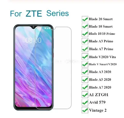 Закаленное стекло для ZTE Blade A3 A7 10 Prime 20 V Smart V2020 Vita A5 2020 A1 ZTG01 Avid 579 винтажная пленка 2 |