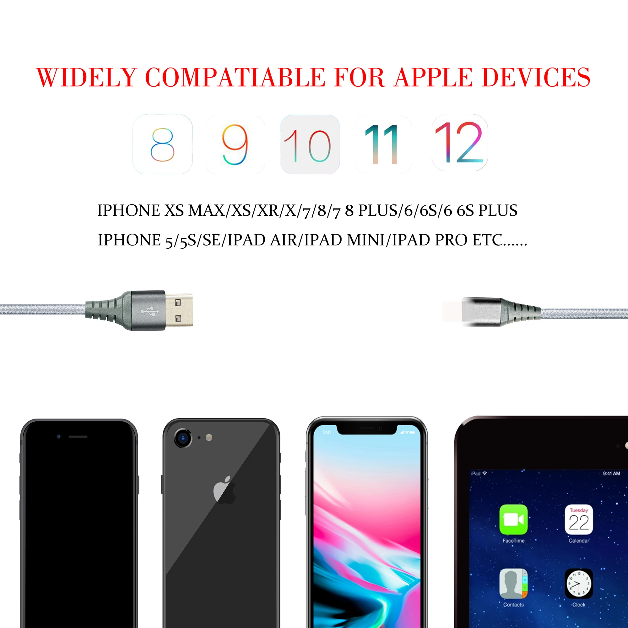 NATTHSWE USB кабель для iPhone Xs Max Xr X 8 7 6 6 S 5 5S iPad Быстрая зарядка зарядное устройство кабель для мобильного телефона для iPhone