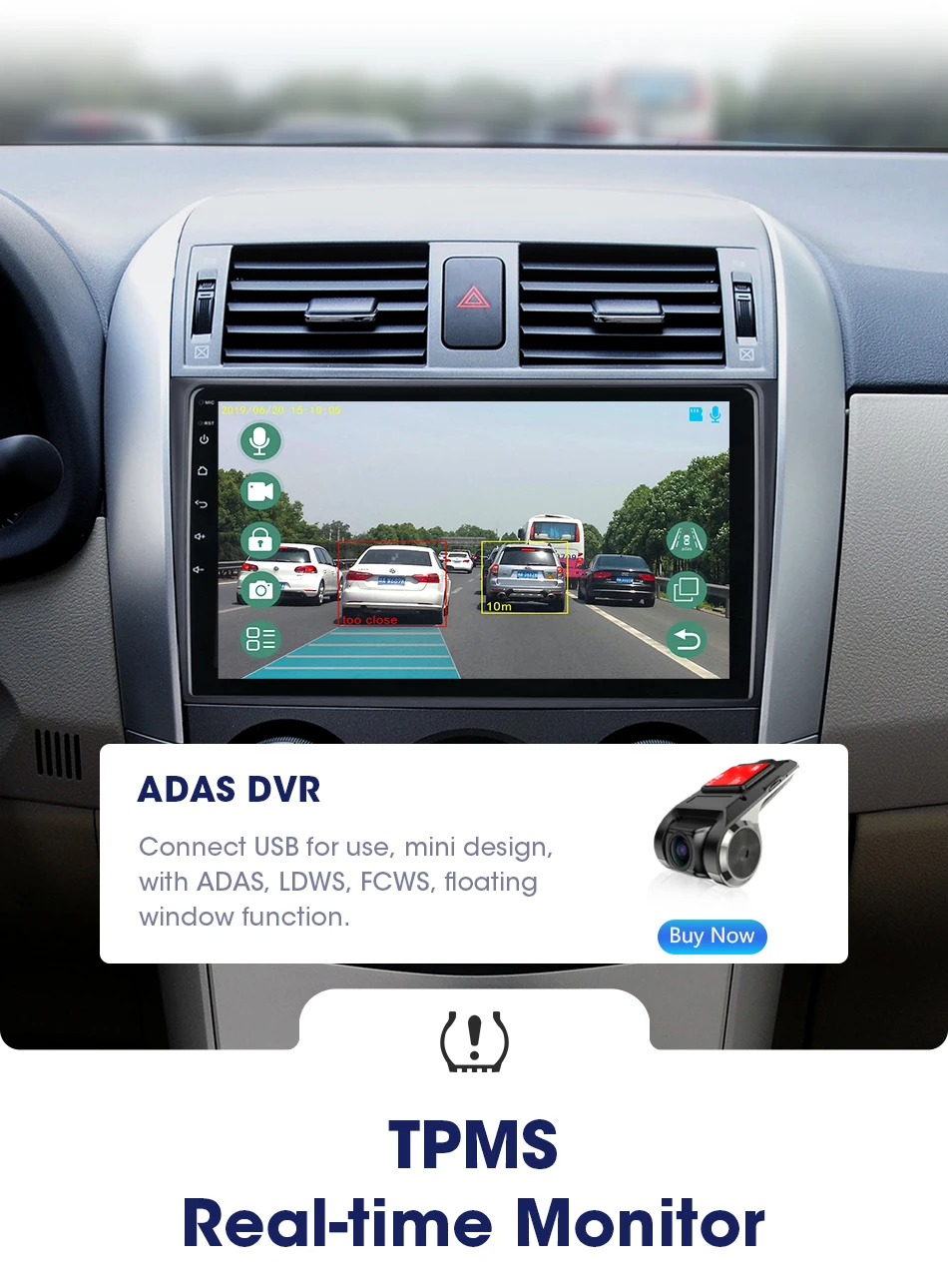 " Android 8,1 2 Din автомобильный Dvd 4G+ Wifi 4-ядерный мультимедийный плеер gps навигация RDS Авторадио для Toyota Corolla E140/150 2006-2013