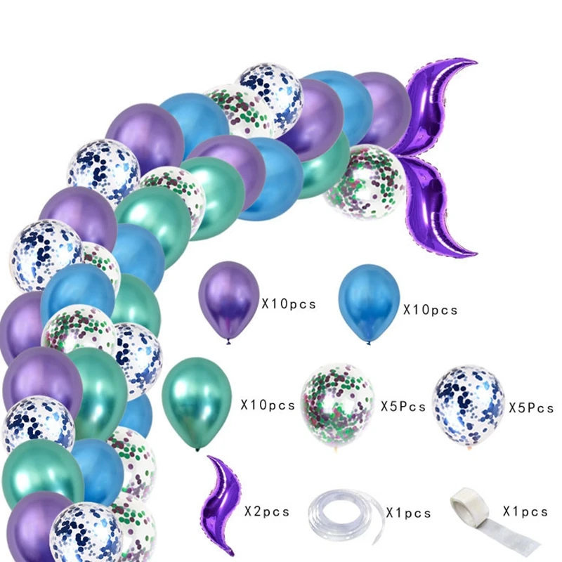 HLZS-44PCS хвост русалки воздушный шар набор для арки Baby Shower дети с днем рождения Декор