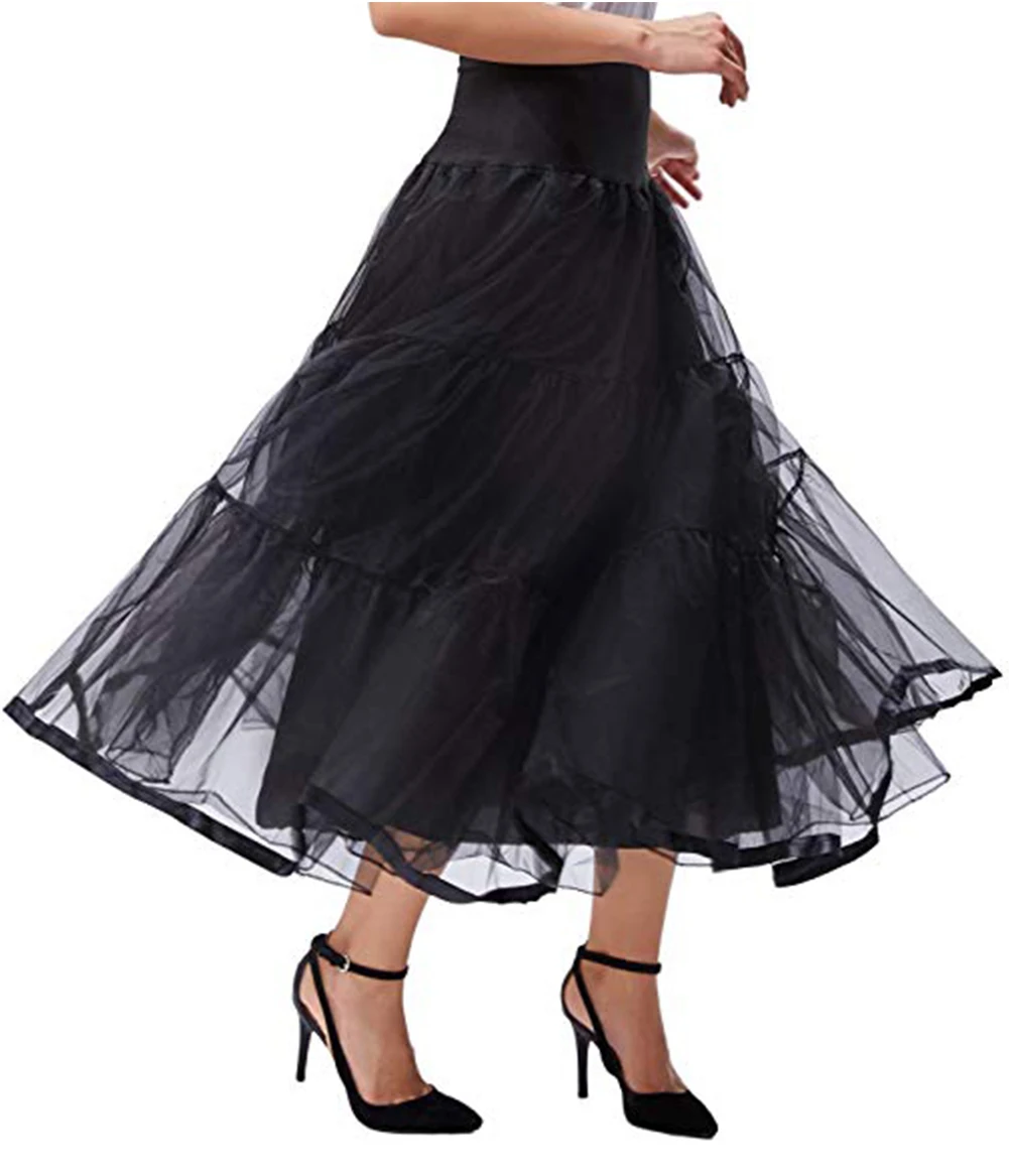 Free Long Organza Halloween Petticoat Crinoline Vintage Wedding Bridal for Dresses Underskirt Rockabilly Tutu