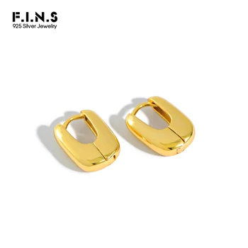 

F.I.N.S 925 Sterling Silver Earrings INS Style Minimalist Geometric Wide Small Hoop Earrings Female Silver Earrings 925 Jewelry