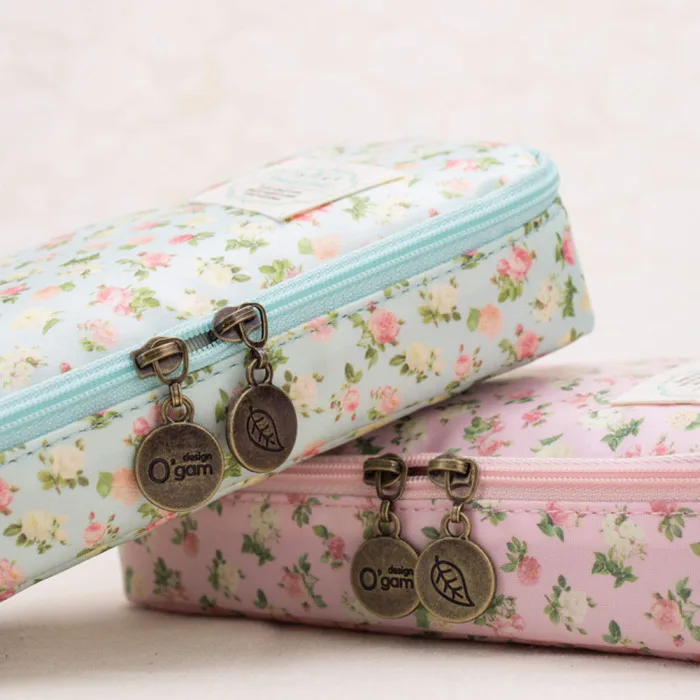 Cute Pencil Case Large Capacity Floral Pencil Stationery Organizer Multifunction Cosmetics Bag GY88