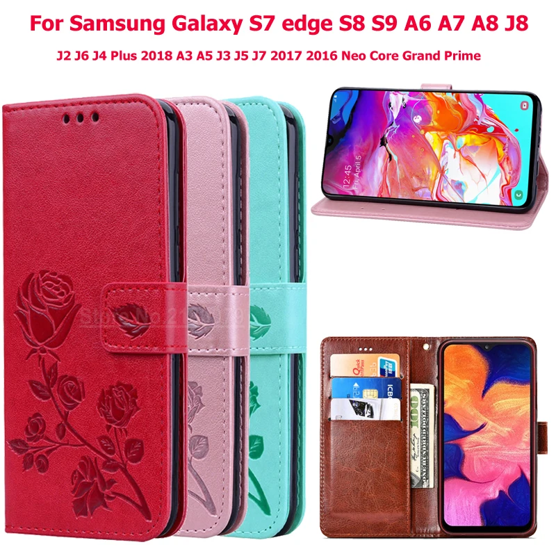 Флип-чехол для Samsung Galaxy S7 Edge S8 S9 A6 A7 A8 J8 J2 J6 J4 Plus 2018 A3 A5 J3 J5 J7 2017 2016 Neo Core Grand Prime |