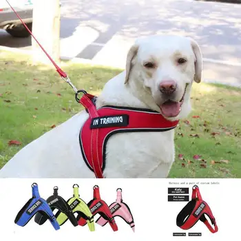 

Breathable Dog Harness Vest With Custom Name And Phone Number Label Sticker Reflective No Pull Chest strap For Small Large Dogs