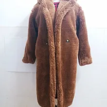 Меховое пальто с плюшевым мишкой, флисовые куртки, пальто, новинка, зимняя Женская рождественская верхняя одежда, Женская куртка, плотное теплое длинное пальто