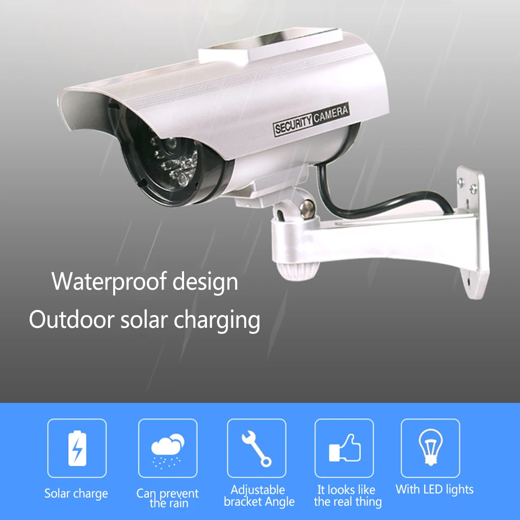 

Dummy Camera Wall Mount Fake Security Camera Solar Powered Home Simulation Video Recorder