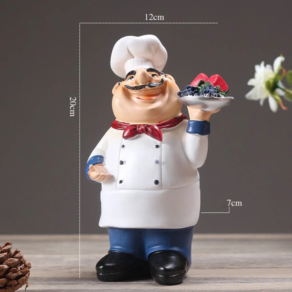 4Pcs Chef Figurines Kitchen Decor Chef Chalkboard Counter Top Chef