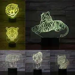 Muticolor Tiger 3D лампа 2019 абстрактный акриловый Lamparas домашний декор для сцены USB светодиодный ночник дети Новогодние рождественские подарки