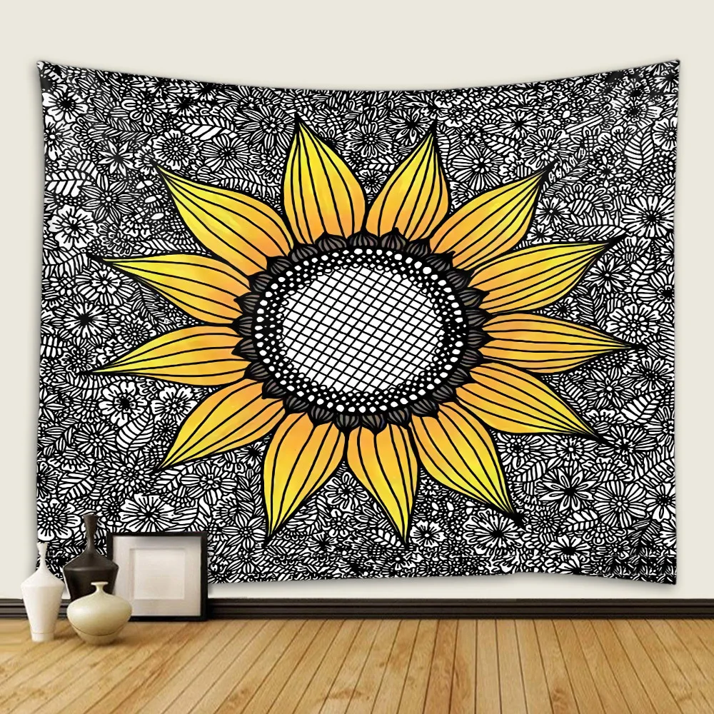 

Nordic Style Sunflower Tapestry Boho Decoration Home Decor Wall Hanging Farmhouse Decor Art Tapestry Background Cloth Tapestrie