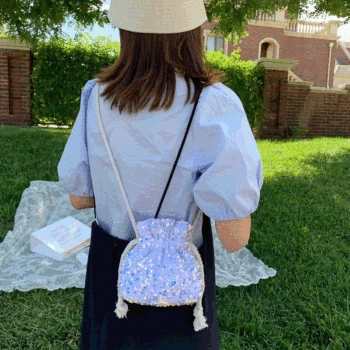 

New Arrival 2020 New Style Fashion Korean-style Versatile Over-the-shoulder Bag Summer Online Celebrity Popular Sequin Bucket Mi