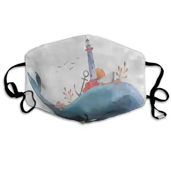 

Face Mask Watercolor Whale Lighthouse Anchor Amazing Cycling Half Face Earloop Mouth Mask for Boys
