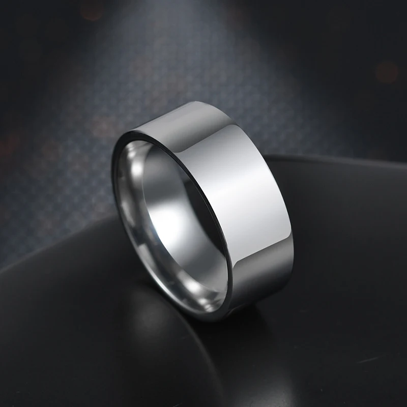 Finger Ring Wedding Rings Stainless Steel Ring Couples Rings Wedding Ring 8mm Smooth Men Rings Simple Stainless Steel Women Couple Jewelry Birthday Gifts