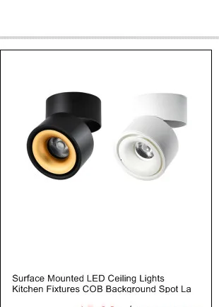 Surface Mounted LED Ceiling Lights Kitchen Fixtures COB Back ground Spot Lamp Angle Adjustable Black White Lampshade AC85-265V