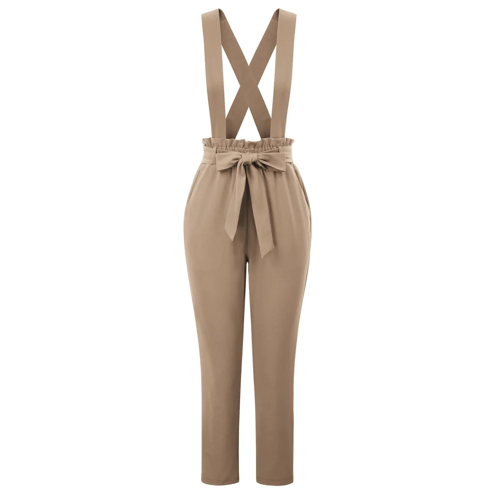 Women's Pants Autumn Ladies solid color Pants Elastic Waist Cropped Length Trousers Loose Streetwear Pantalones