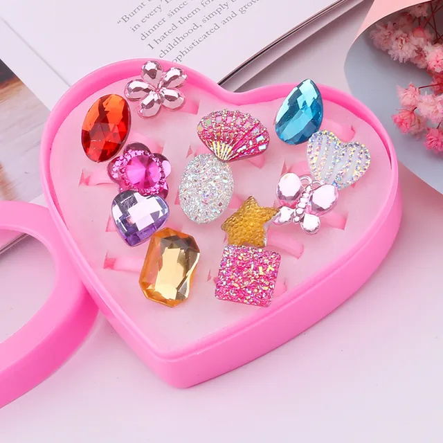 Baby Toy Pink Plastic/Resin Rings Children's Day Gift Animal Flower Shape Kids Rings Adjustable Gem Ring Princess Girl Rings 2