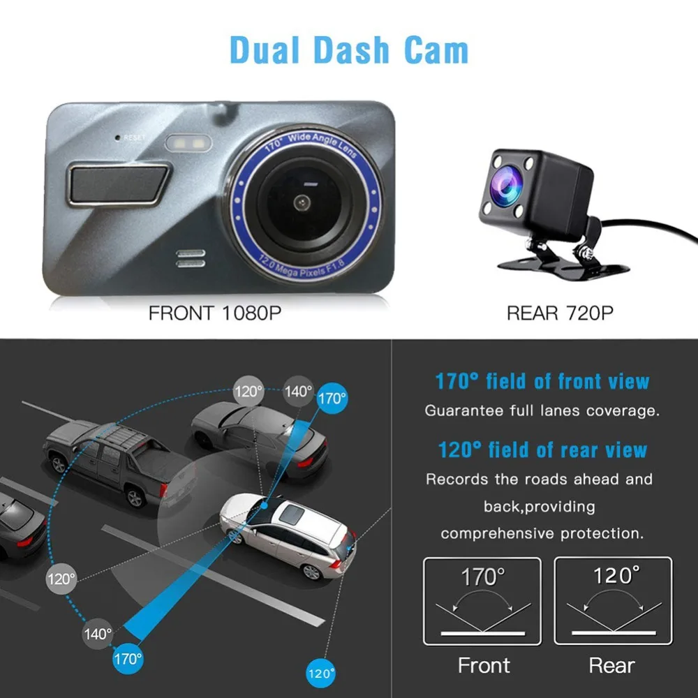 Full HD 1080P Приборная панель автомобиля камера ночного видения DVR вождения видео рекордер циклическая запись парковки монитор авто вождения рекордер
