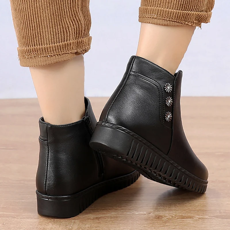 Ботинки женские зимние на танкетке с пряжкой и кристаллами|womens snow boots waterproof|boots
